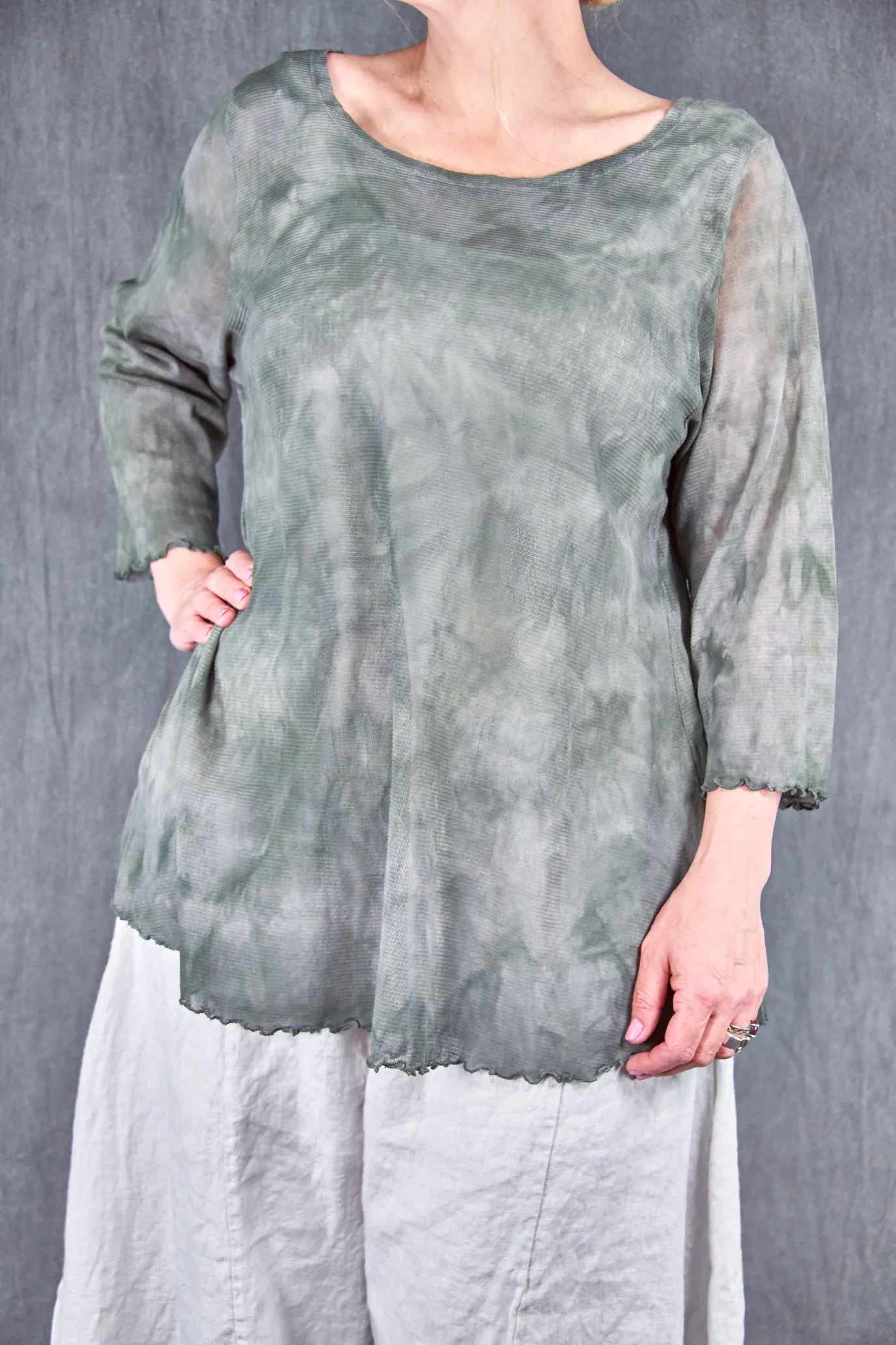 1145HD Hand-dyed Mesh Cafe Tee Toscana Green-U