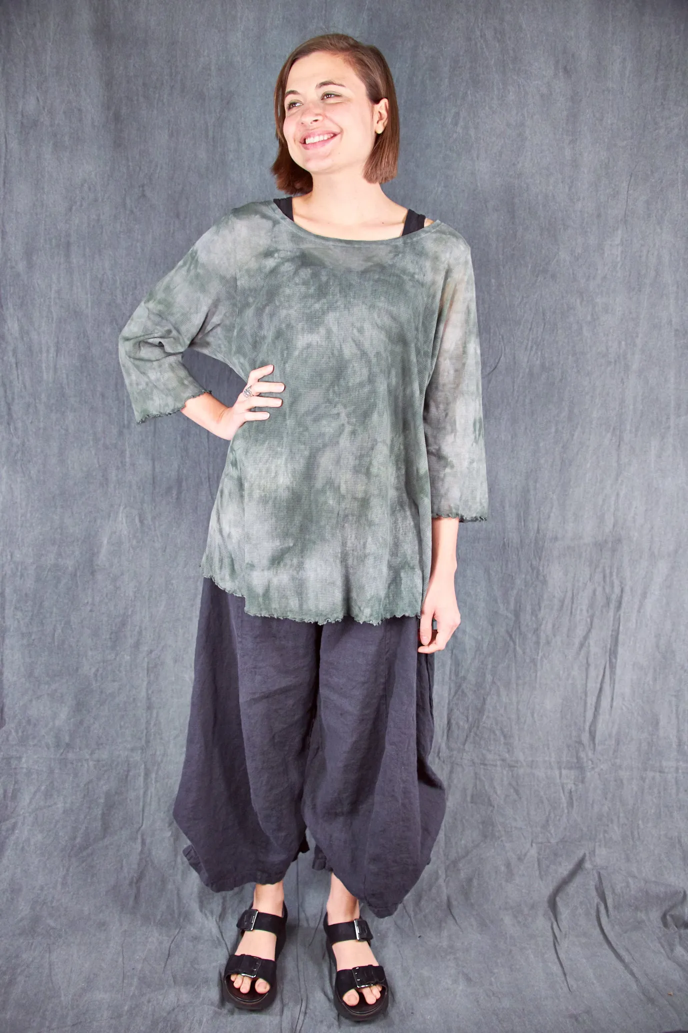 1145HD Hand-dyed Mesh Cafe Tee Toscana Green-U
