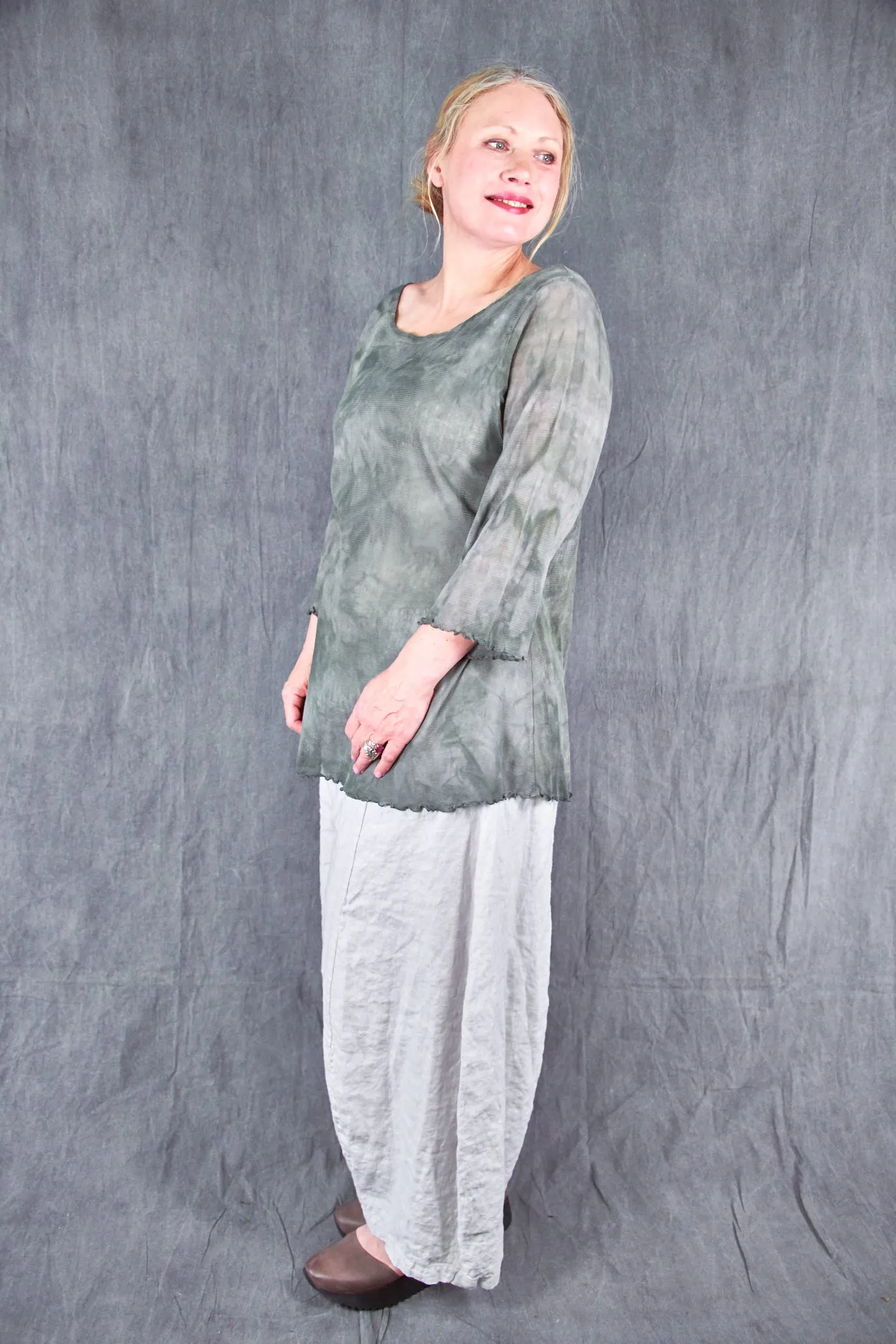 1145HD Hand-dyed Mesh Cafe Tee Toscana Green-U