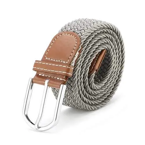 125CM Unisex Braided Elastic Woven Leather Stretchable Belt Trousers Pants Canvas Strip