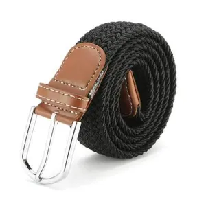 125CM Unisex Braided Elastic Woven Leather Stretchable Belt Trousers Pants Canvas Strip