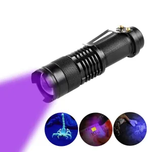 365nm UV Flashlight Black Light LED Ultra Violet Small Flashlights Pet Stains Scorpions Fluorescent Detector (No Battery Included)