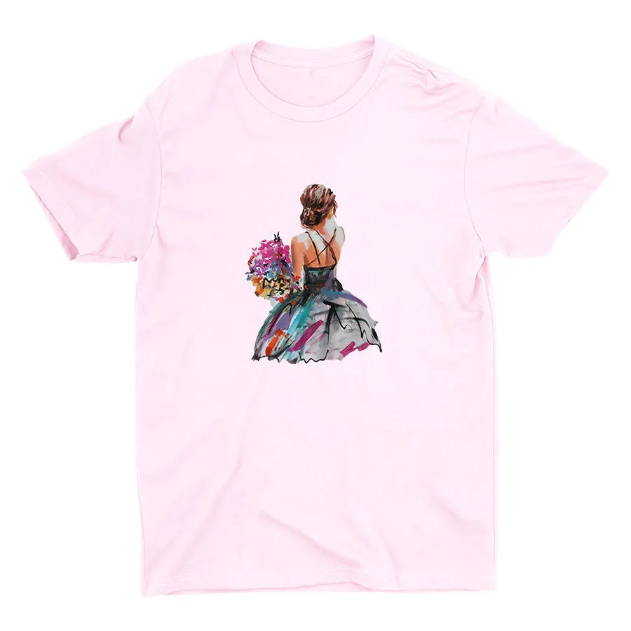 Acrylic Painting of a Lady Cotton Tee