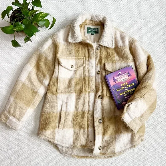 American Eagle Fleece Lined Brushed Flannel Oversized Tartan Plaid Barn Jacket