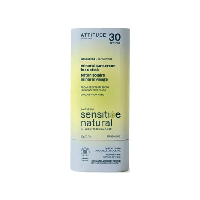 Attitude SPF 30 Mineral Sunscreen Face Stick - Unscented 60g