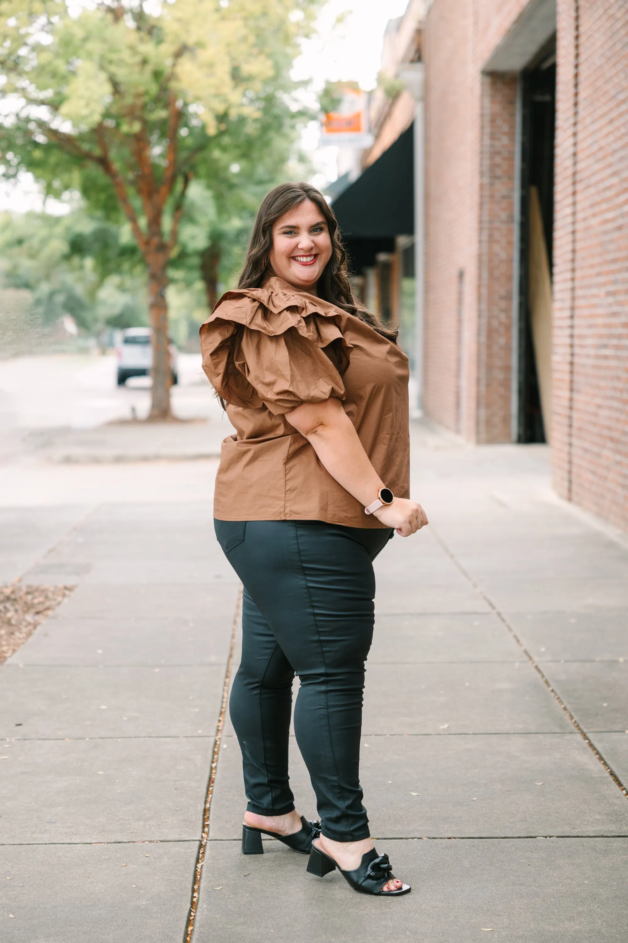 Autumn High Rise Faux Leather Ankle Pants by KanCan in (Sizes 2-22)
