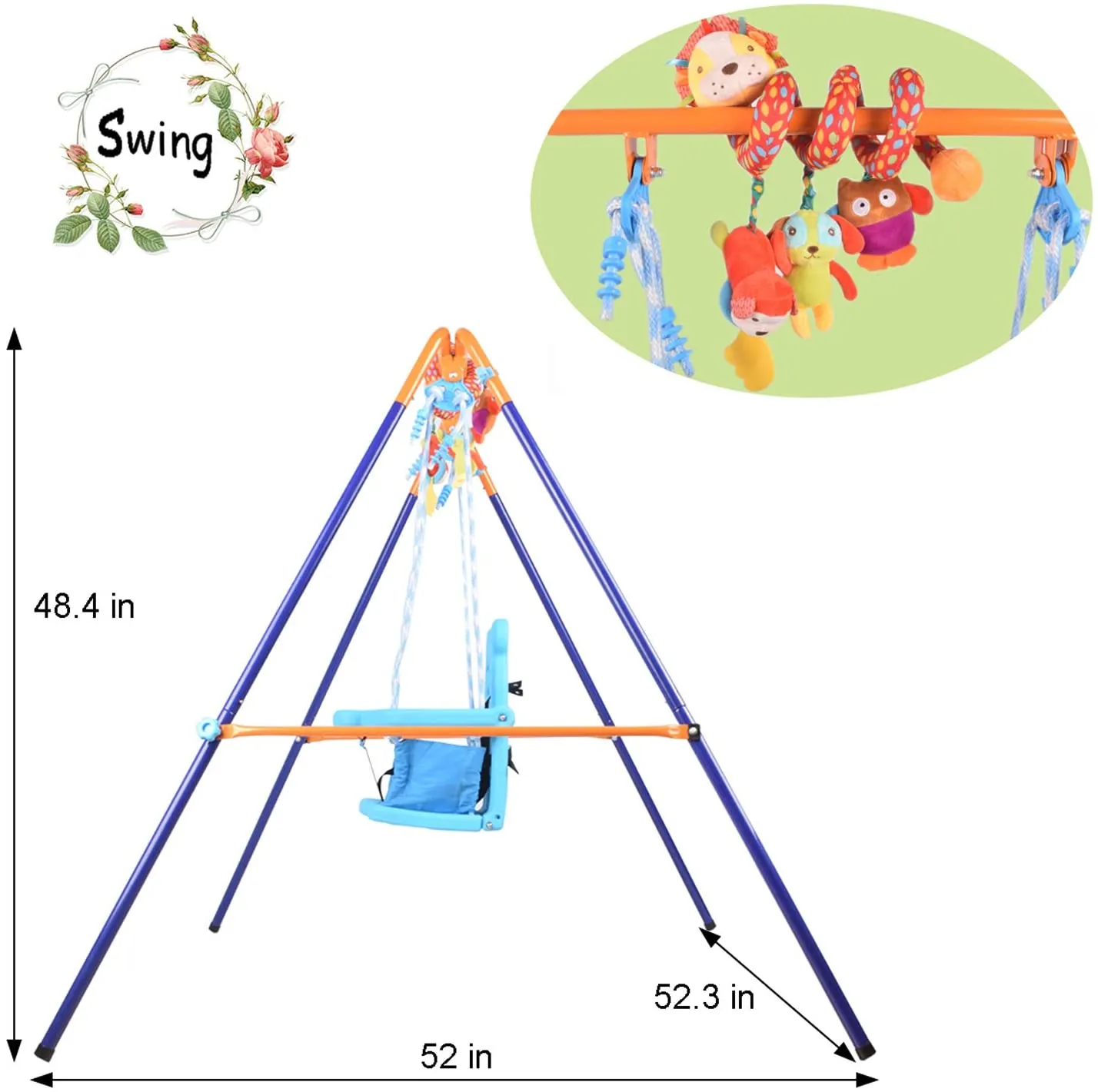 Baby & Toddler Folding Swing with Toy Bar | Indoor & Outdoor Swing | 6m - 3 years