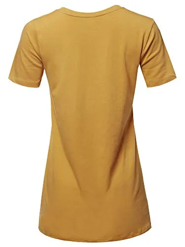 Basic Premium Cotton Short Sleeve V-Neck T Shirt Tee Tops Golden Mustard S