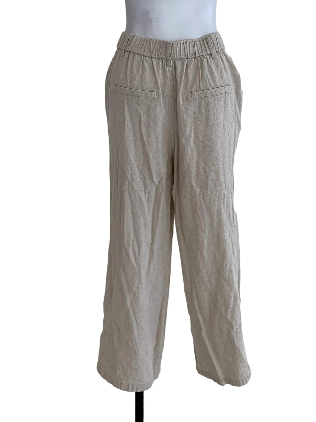 Beige Plain Pegged Pants