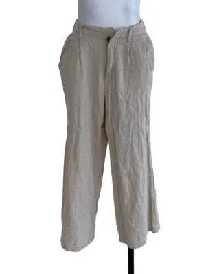 Beige Plain Pegged Pants