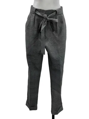 Black Checkered Paperbag Pants