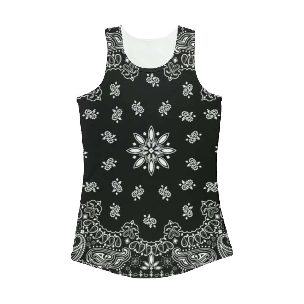 Black Classic Bandana Women Performance Tank Top