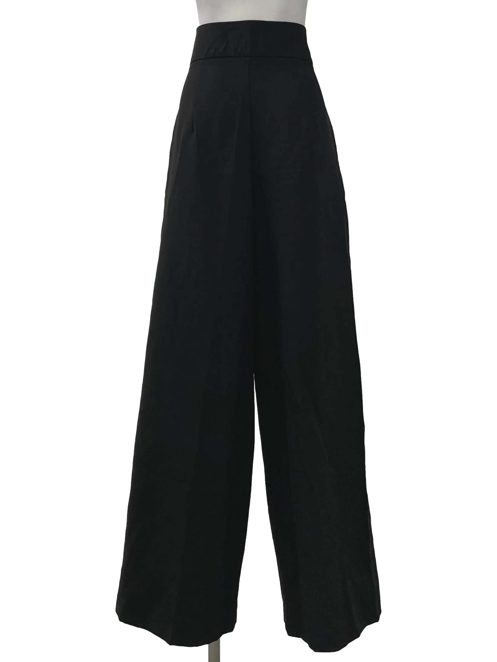 Black Double Button Wide Legged Pants