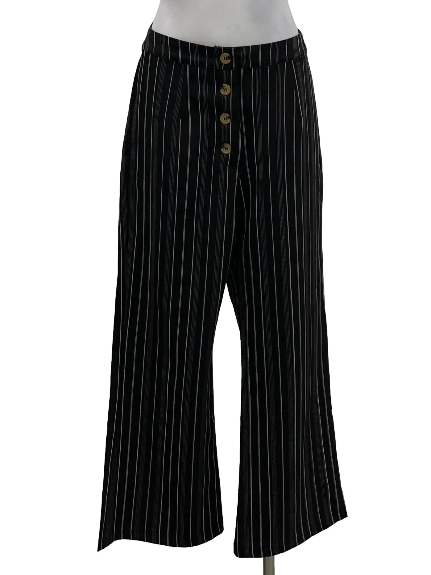 Black Striped Button Down Pants