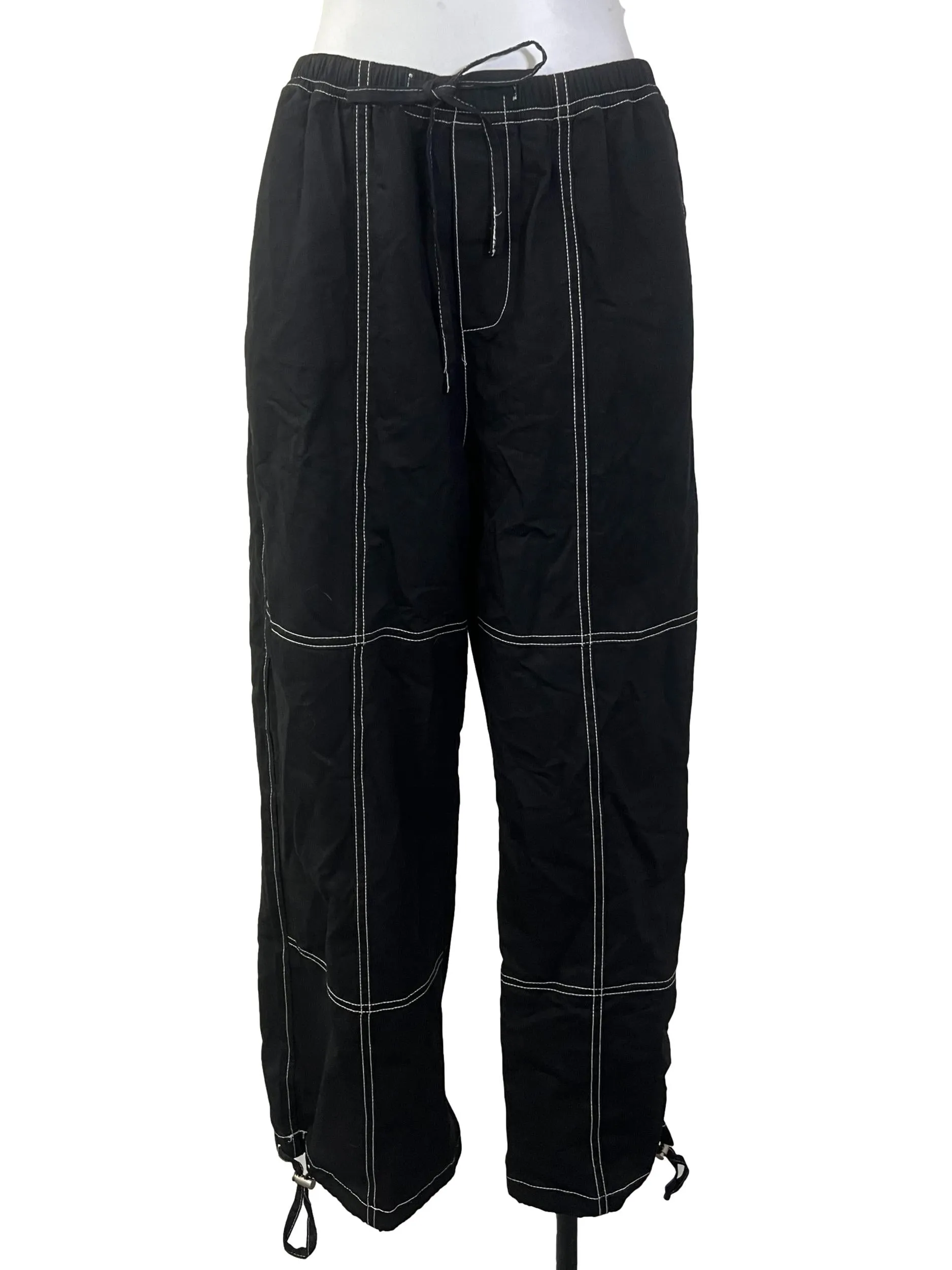 Black White Contract Stitch Pants