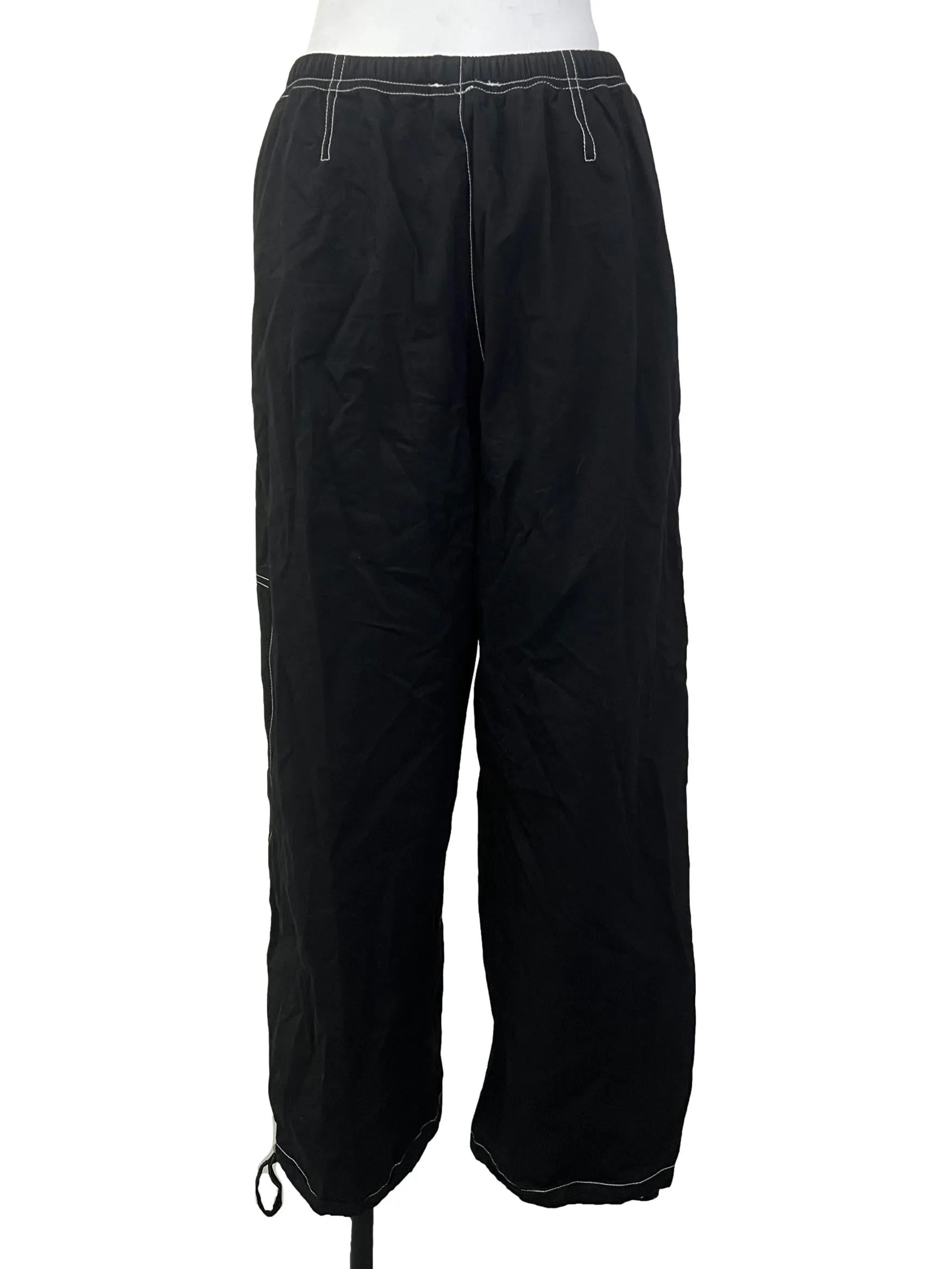 Black White Contract Stitch Pants