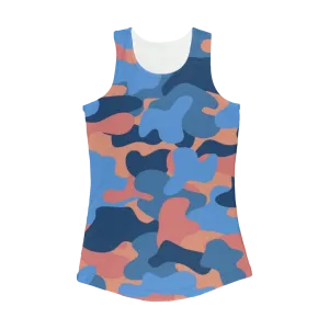 Blue Orange Camo Women Performance Tank Top