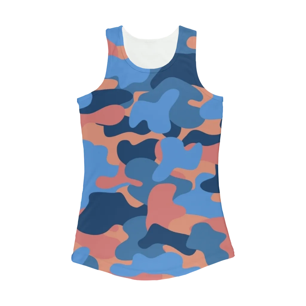 Blue Orange Camo Women Performance Tank Top