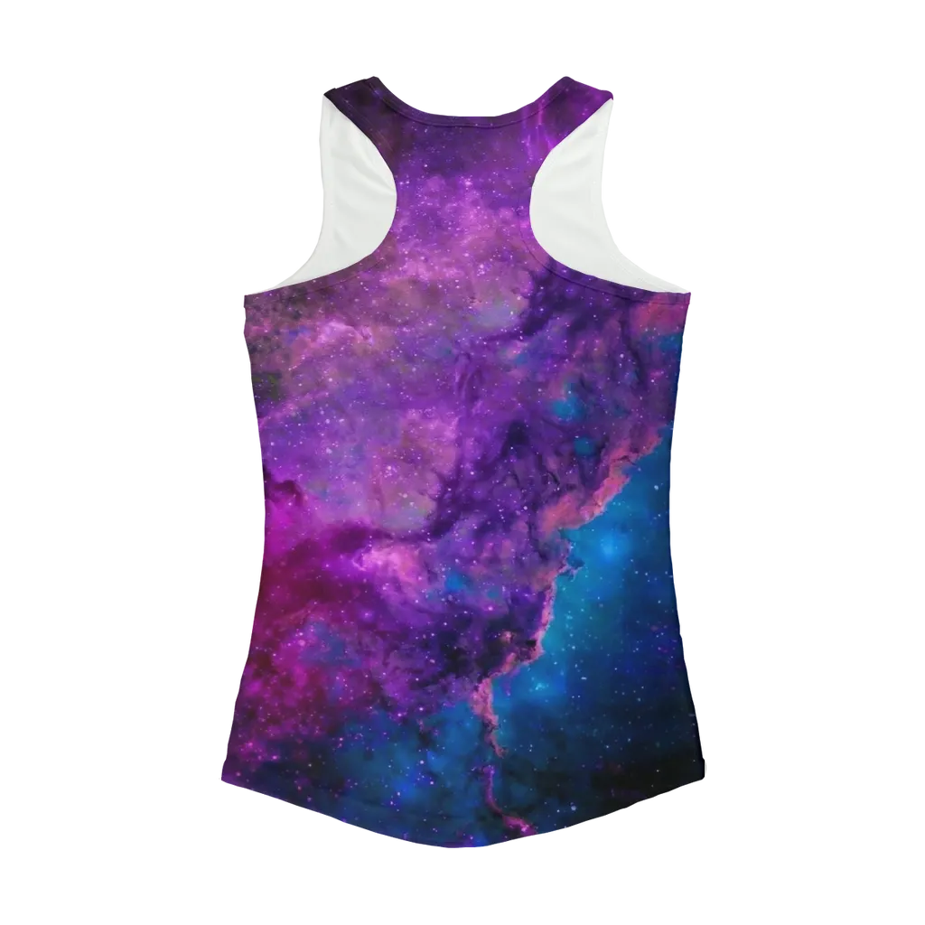 Blue Purple Space Nebula Women Performance Tank Top