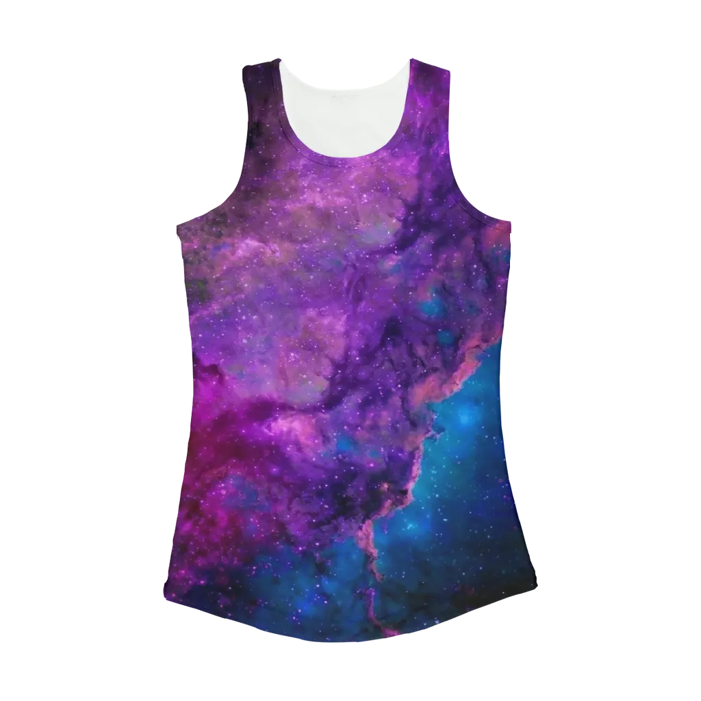 Blue Purple Space Nebula Women Performance Tank Top