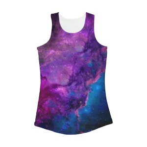 Blue Purple Space Nebula Women Performance Tank Top