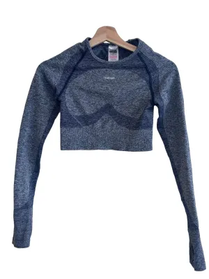Blue Textured Long Sleeve Top