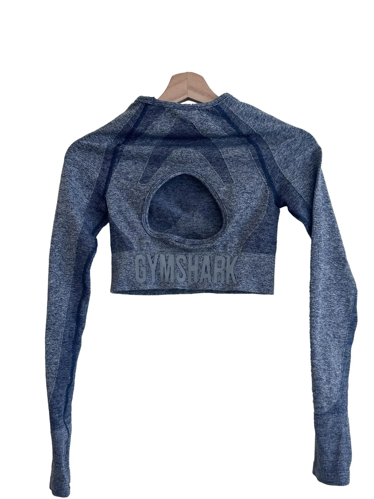 Blue Textured Long Sleeve Top