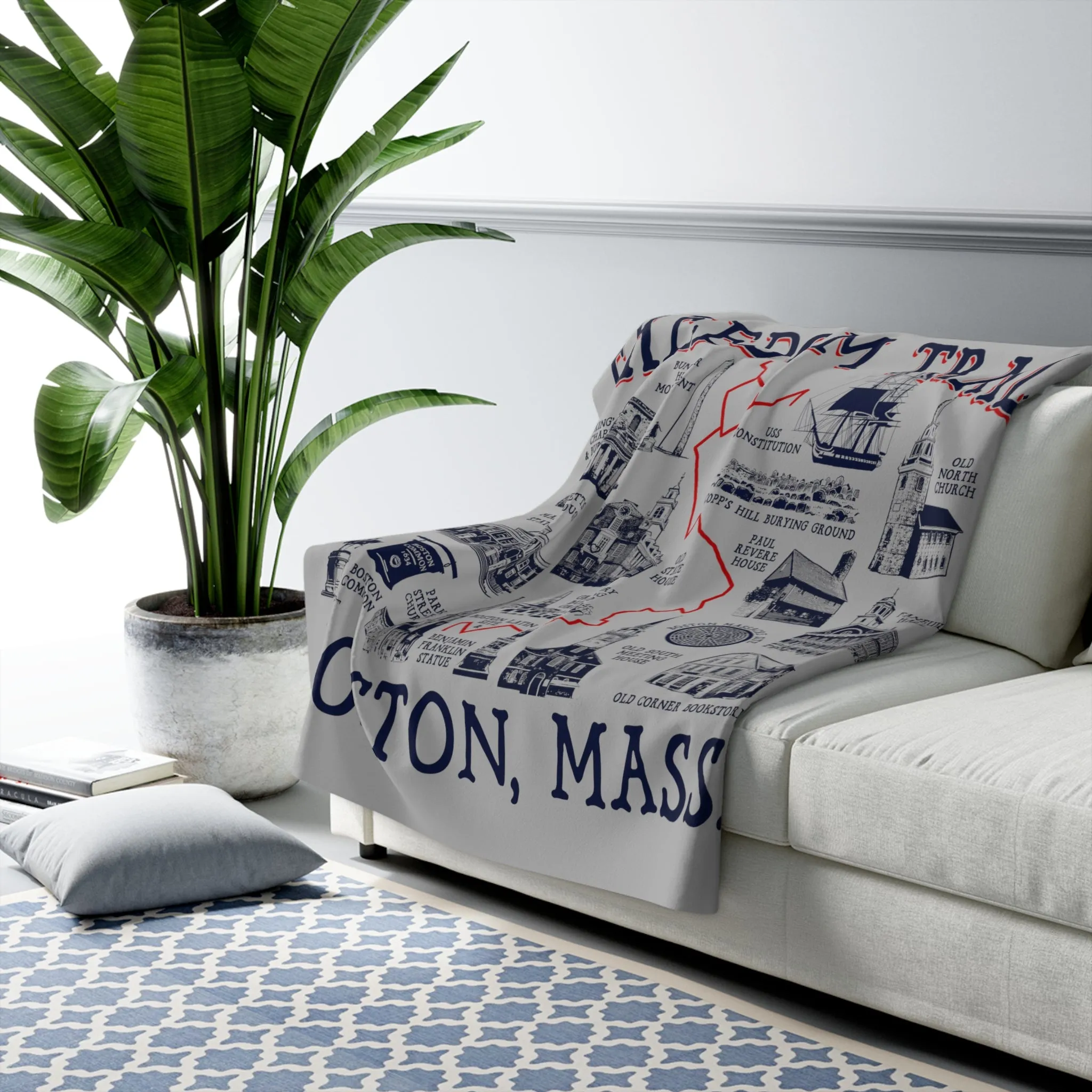Boston Freedom Trail Sherpa Fleece Blanket