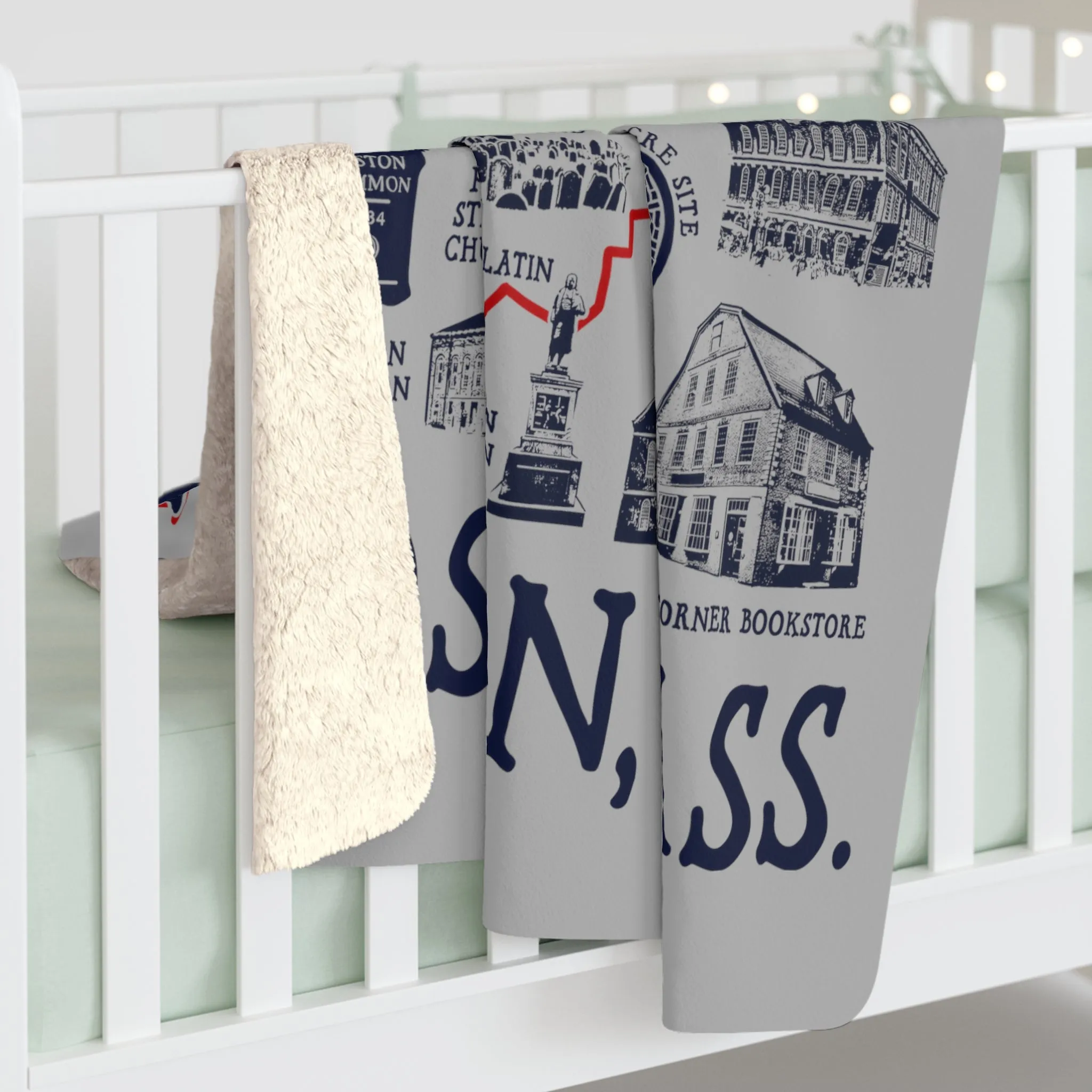Boston Freedom Trail Sherpa Fleece Blanket