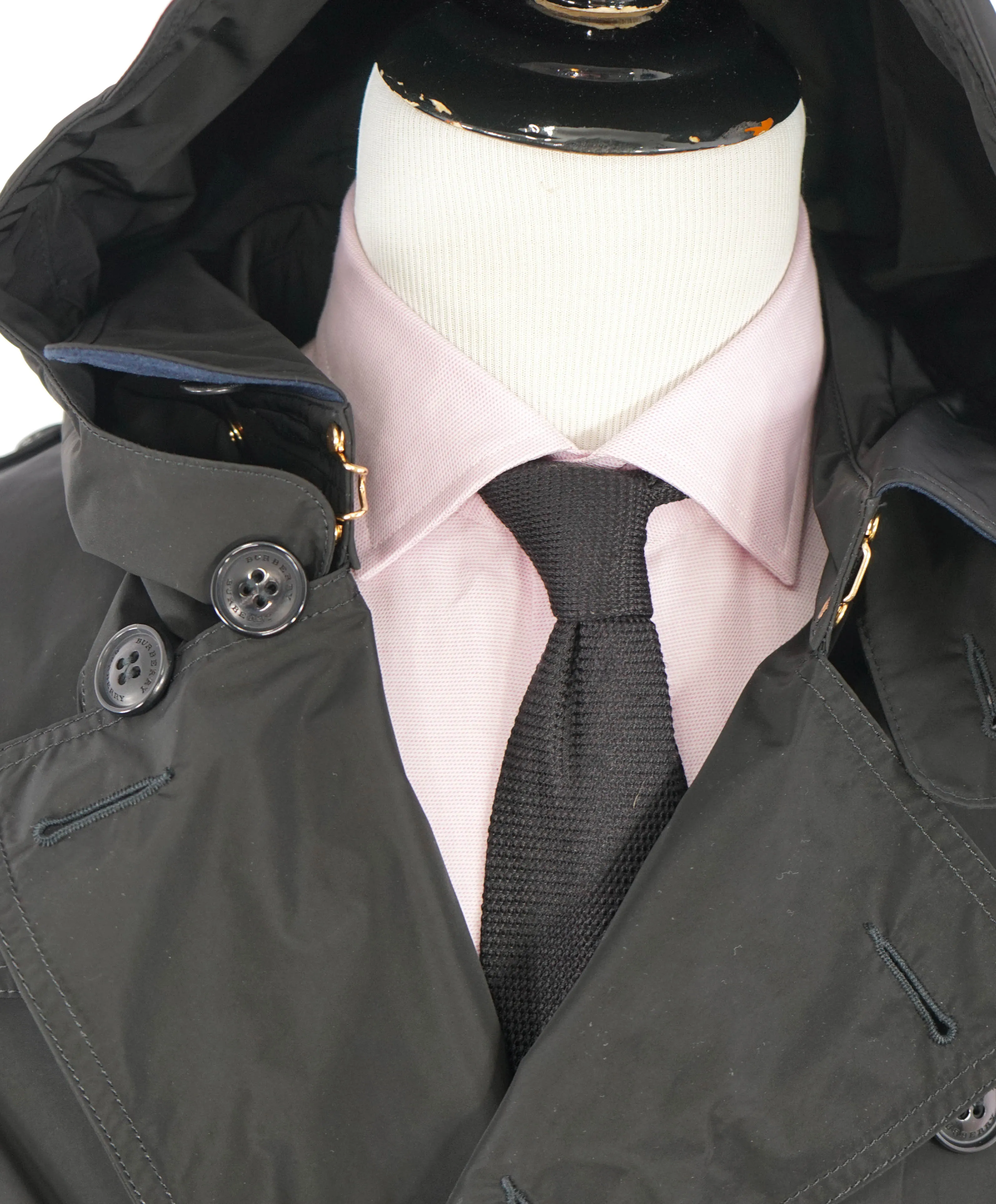 BURBERRY LONDON ENGLAND - Black PACKABLE Heritage LOGO Trench Coat - XXL