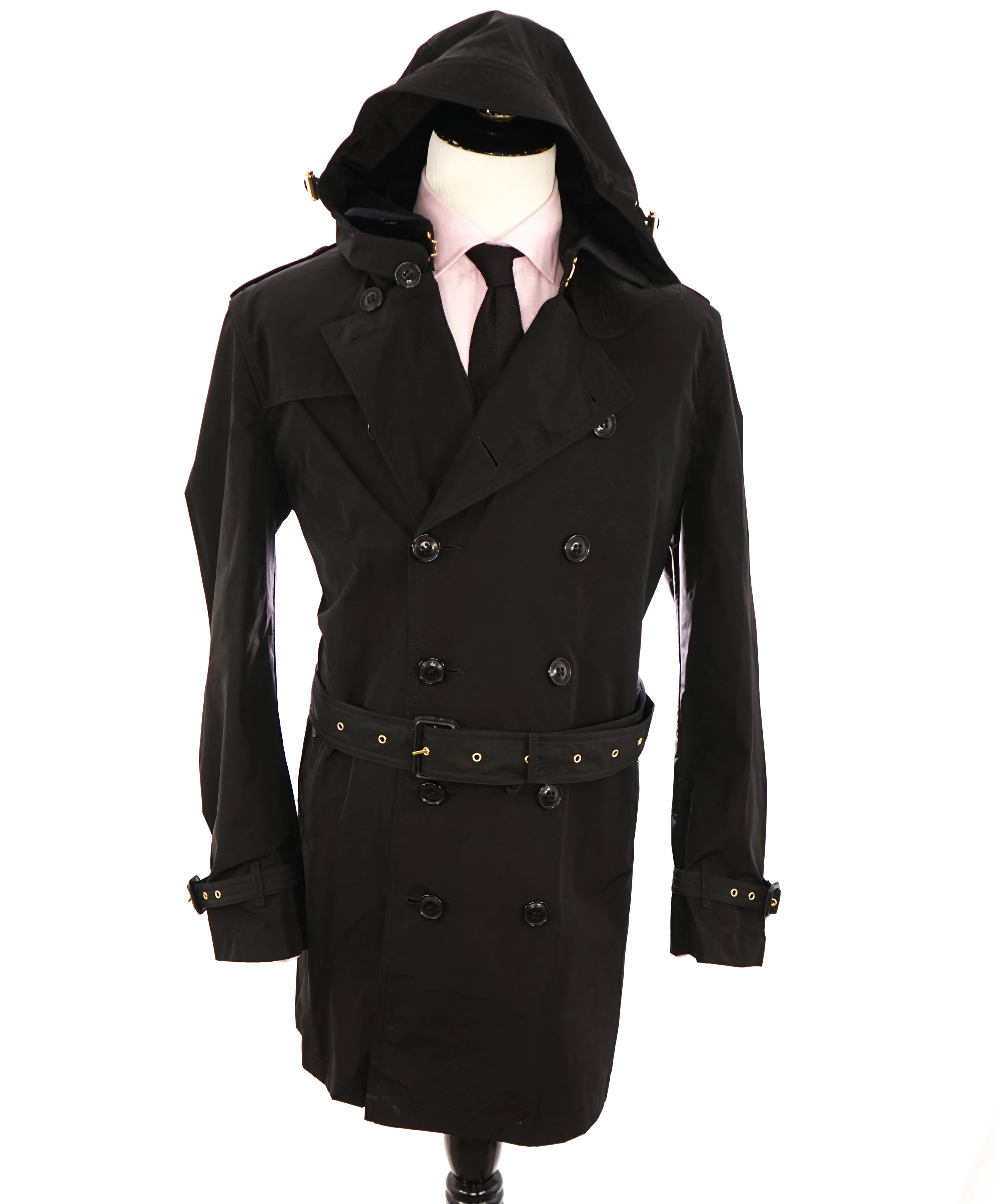 BURBERRY LONDON ENGLAND - Black PACKABLE Heritage LOGO Trench Coat - XXL