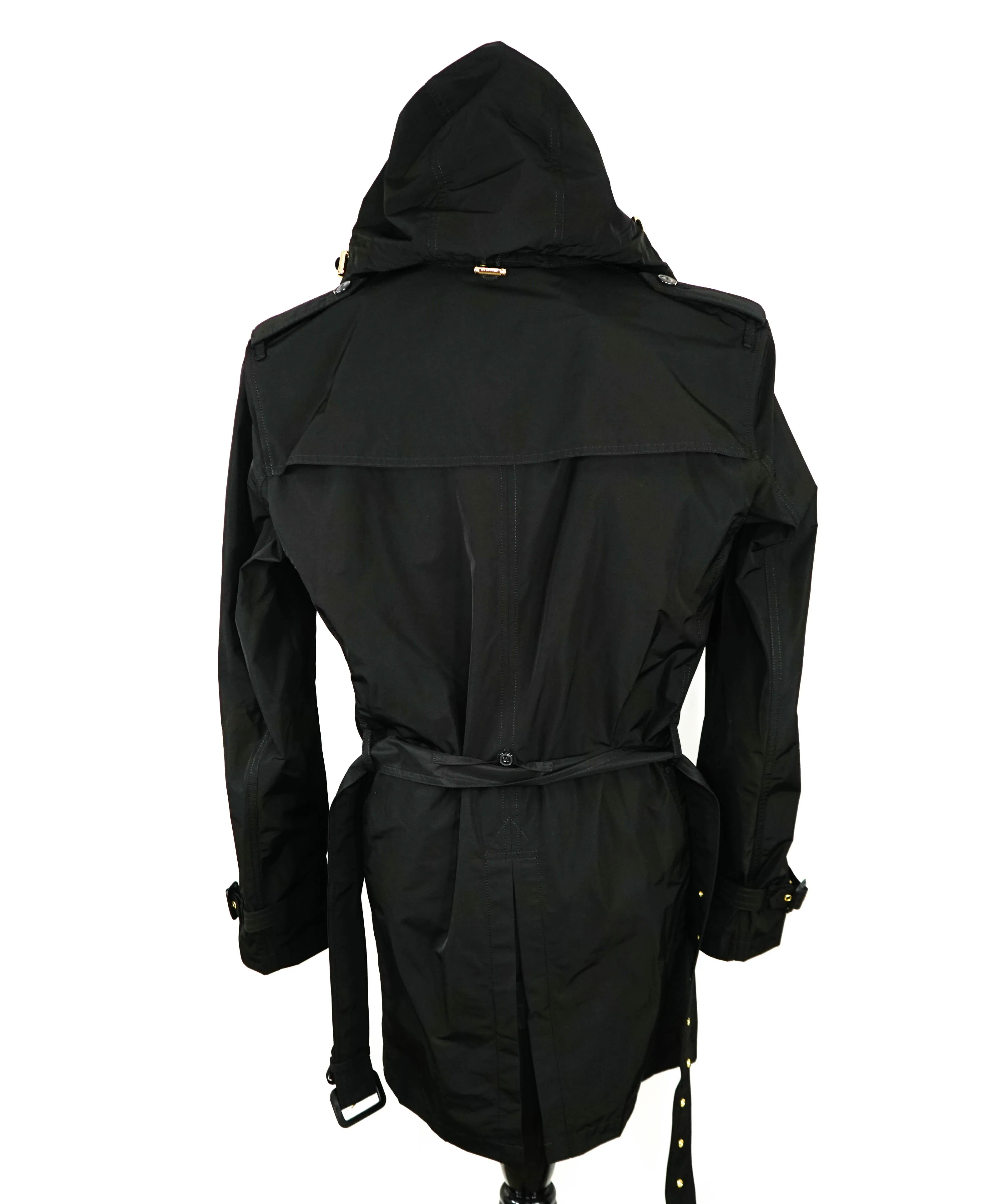 BURBERRY LONDON ENGLAND - Black PACKABLE Heritage LOGO Trench Coat - XXL