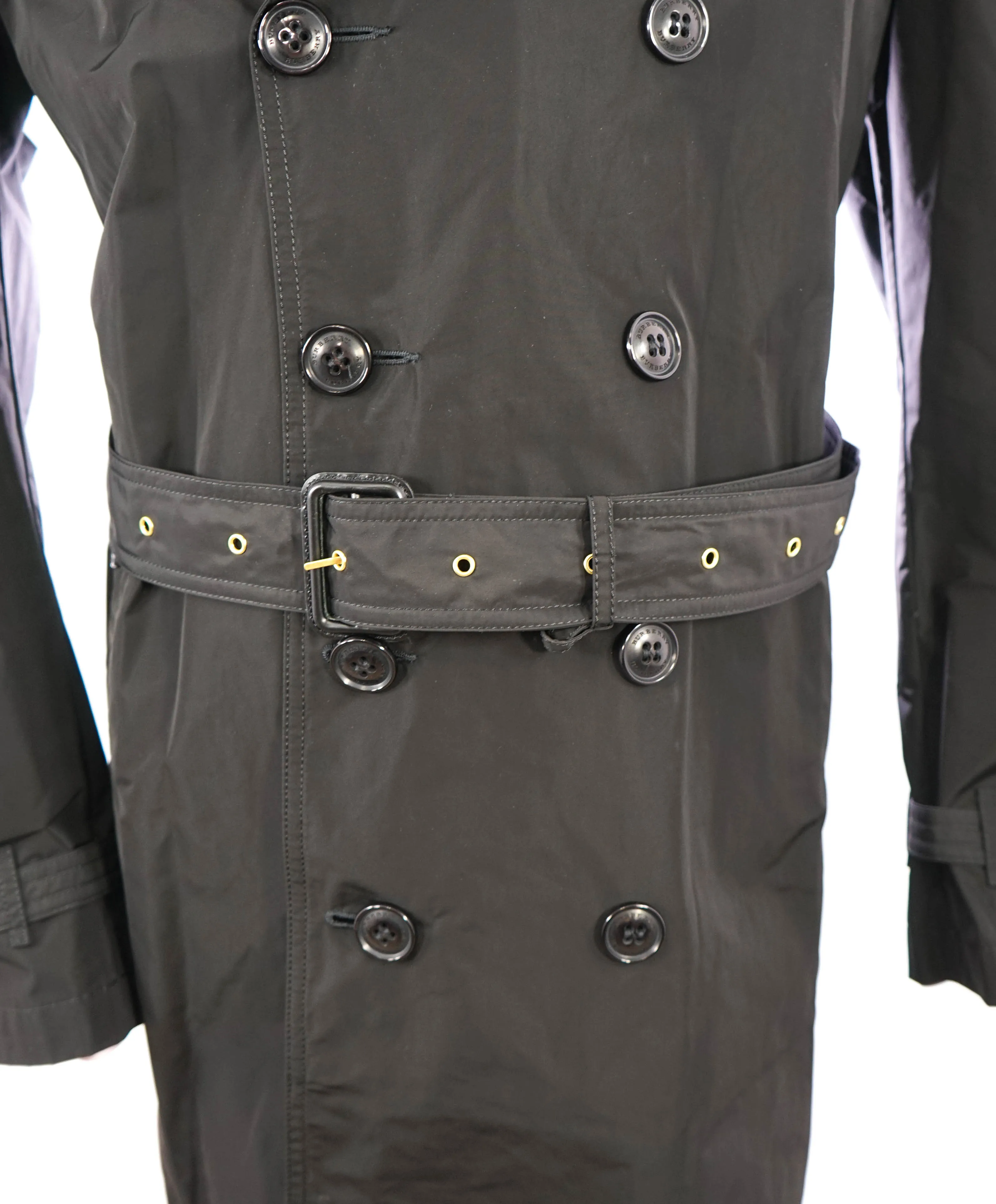 BURBERRY LONDON ENGLAND - Black PACKABLE Heritage LOGO Trench Coat - XXL