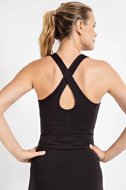 BUTTER CROP KEYHOLE SPORTS TOP- 2 Colors!