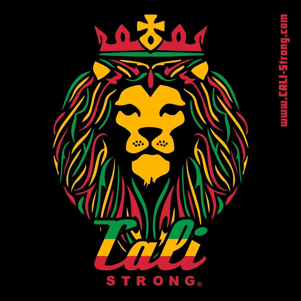 CALI Strong King Rasta Sticker 4 inch Square Vinyl Decal