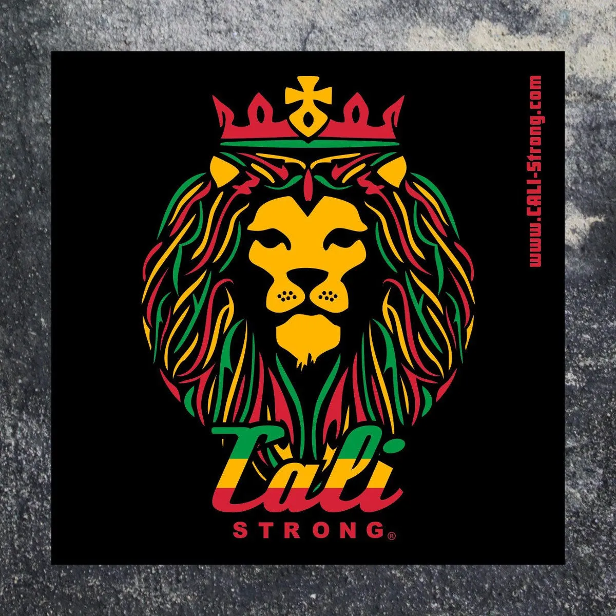 CALI Strong King Rasta Sticker 4 inch Square Vinyl Decal