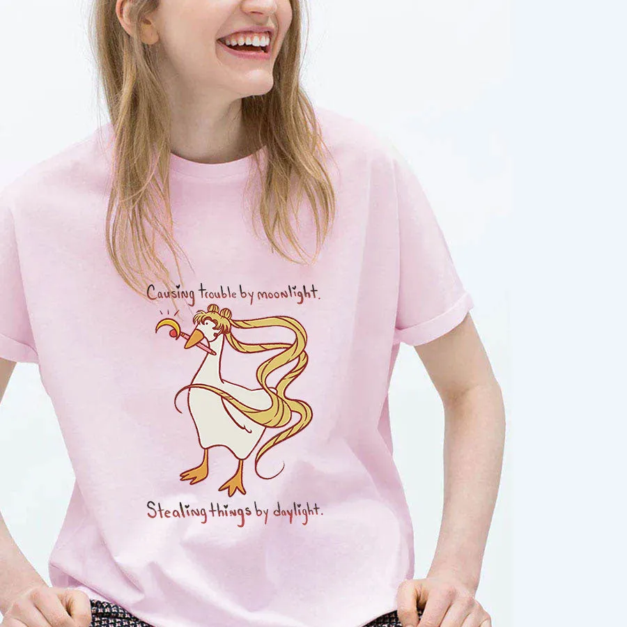 Causing Trouble By Moonlight Cotton Tee
