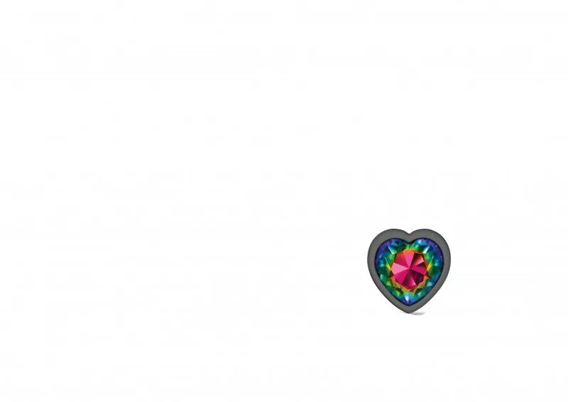 Cheeky Charms - Gunmetal Metal Butt Plug - Heart - Rainbow - Large