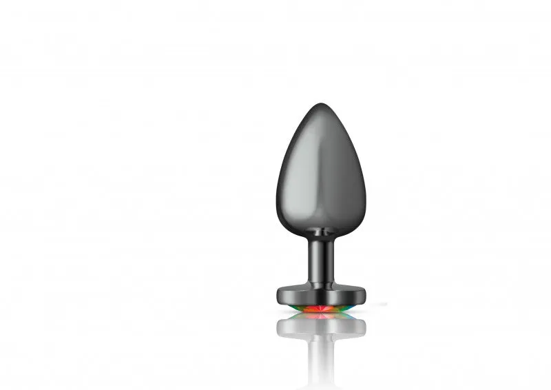 Cheeky Charms - Gunmetal Metal Butt Plug - Heart - Rainbow - Large