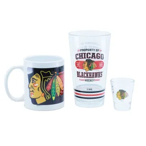 Chicago Blackhawks Sports Vault NHL Glass Gift Set - 3 Pack