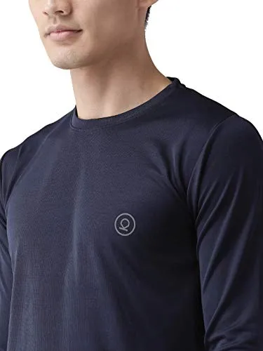 CHKOKKO Men Full Sleeve Active Wear Round Neck Regular Dry Fit Stretchable Yoga Gym Sports Tshirts (Medium, Navy Blue.)