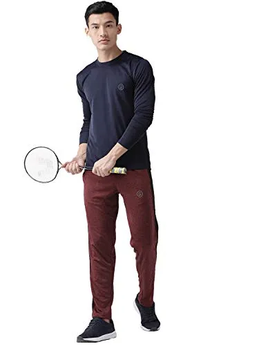 CHKOKKO Men Full Sleeve Active Wear Round Neck Regular Dry Fit Stretchable Yoga Gym Sports Tshirts (Medium, Navy Blue.)