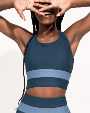 Coastal Cut Back Crop Swim Top (XS) - Final Sale