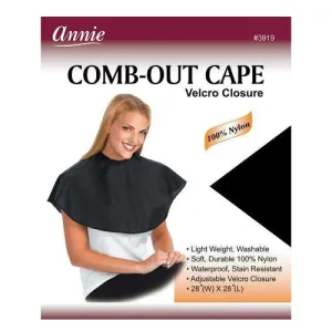 Comb-Out Cape 28" x 28" Black with Velcro Closure by ANNIE
