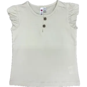 CR Sports Girls Ruffle Short Sleeve Top with Buttons