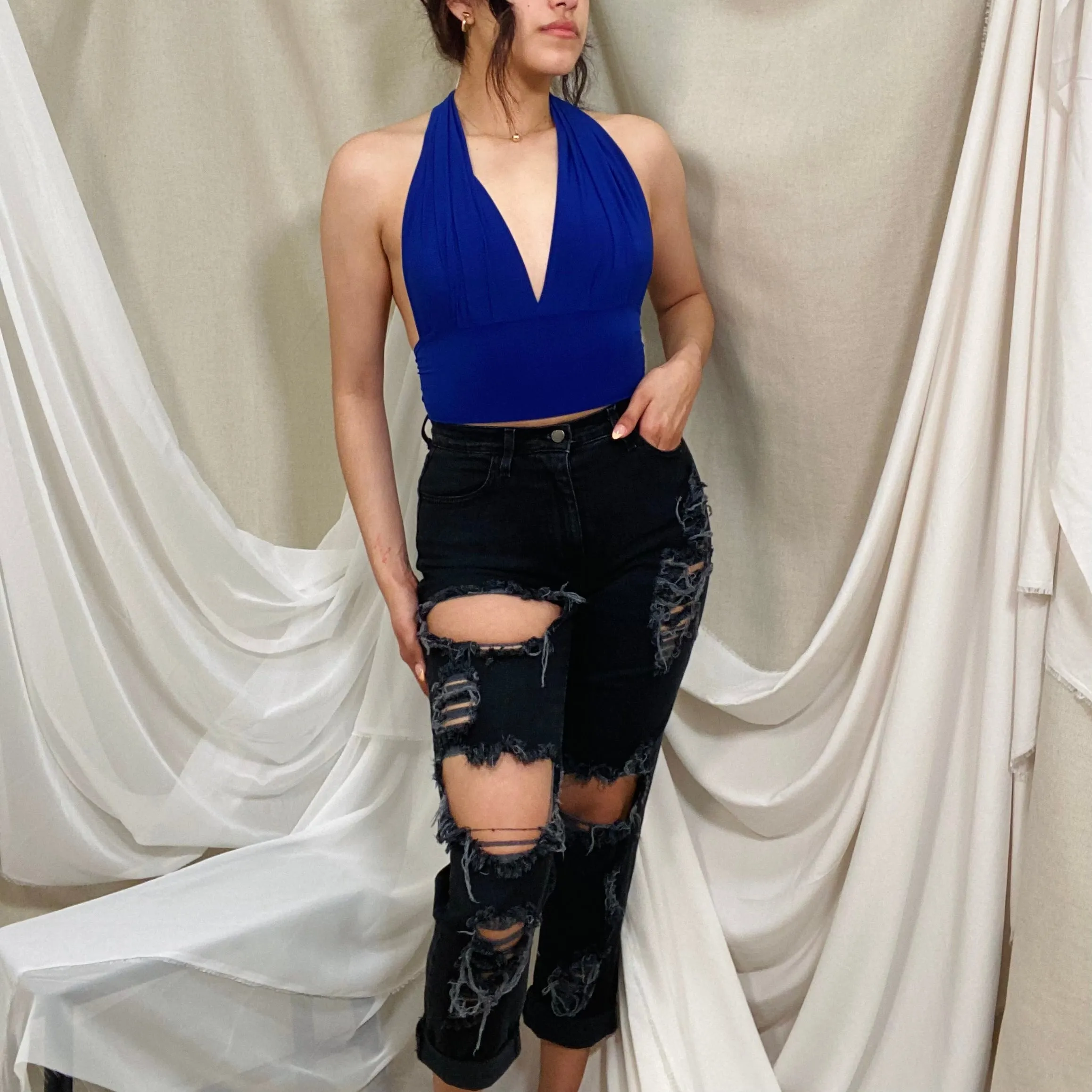 Damon High Rise Mom Jeans(Black)