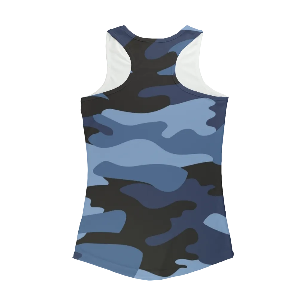 Dark Blues Camo Women Performance Tank Top