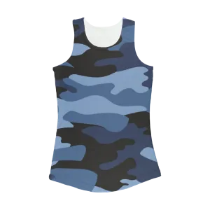Dark Blues Camo Women Performance Tank Top
