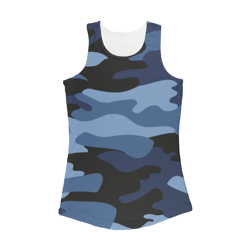 Dark Blues Camo Women Performance Tank Top
