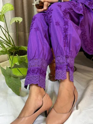 Dark Purple Chikankari Afghani Salwar